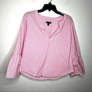 J. Crew Pink Bell Sleeve Striped Top